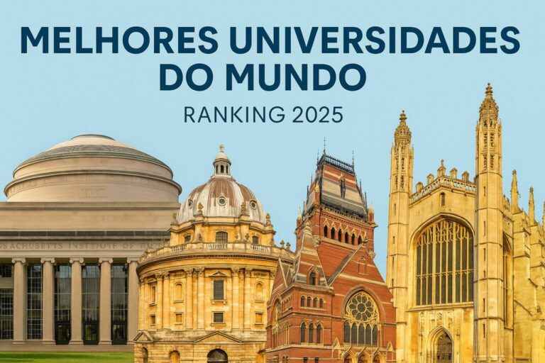 Fachadas das universidades Harvard, Oxford, MIT e Cambridge lado a lado