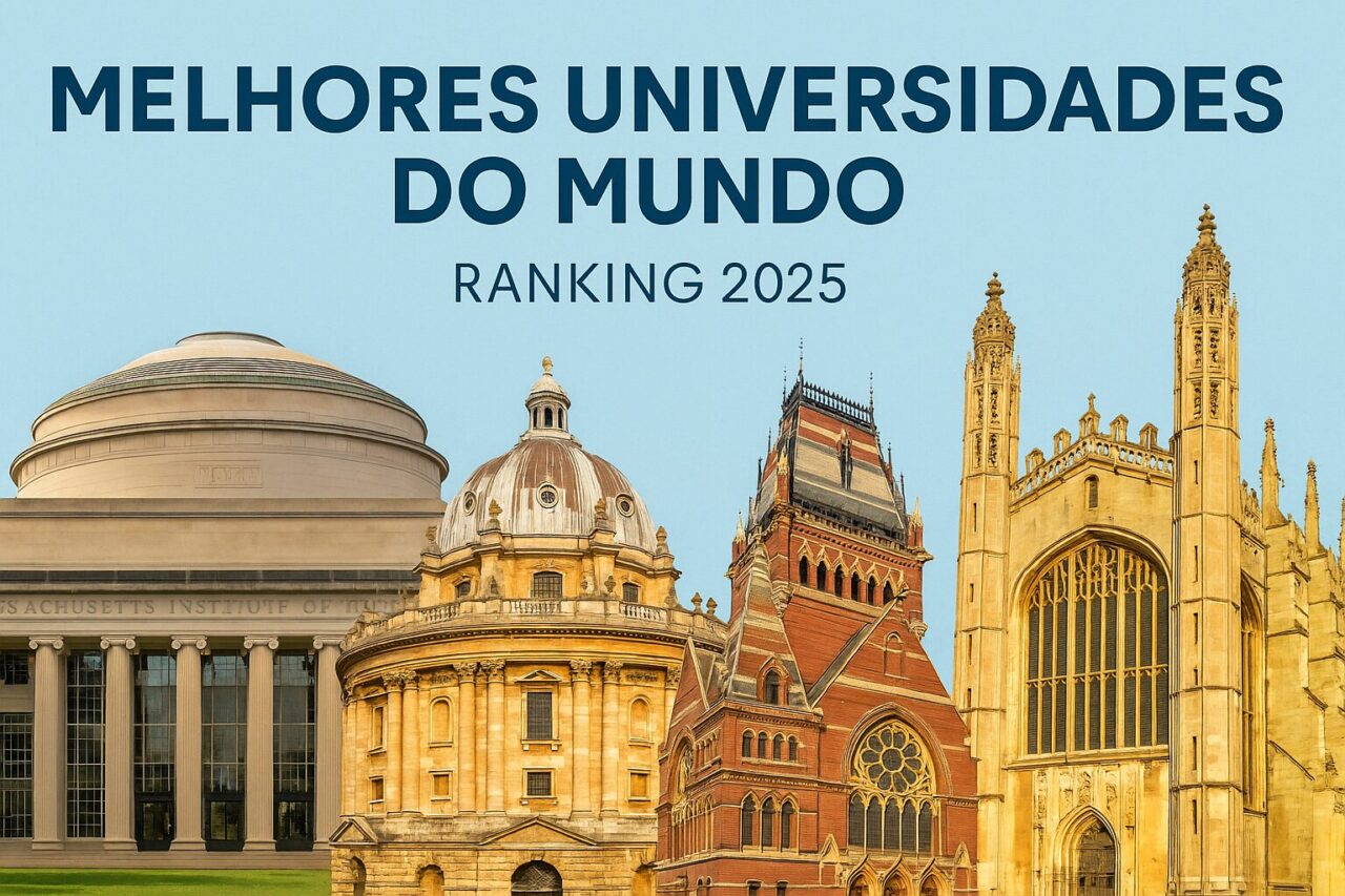 Fachadas das universidades Harvard, Oxford, MIT e Cambridge lado a lado
